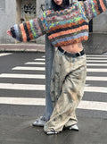 Spectral Shrug — Hand-Knitted Multicolour Bolero in Dark Rainbow