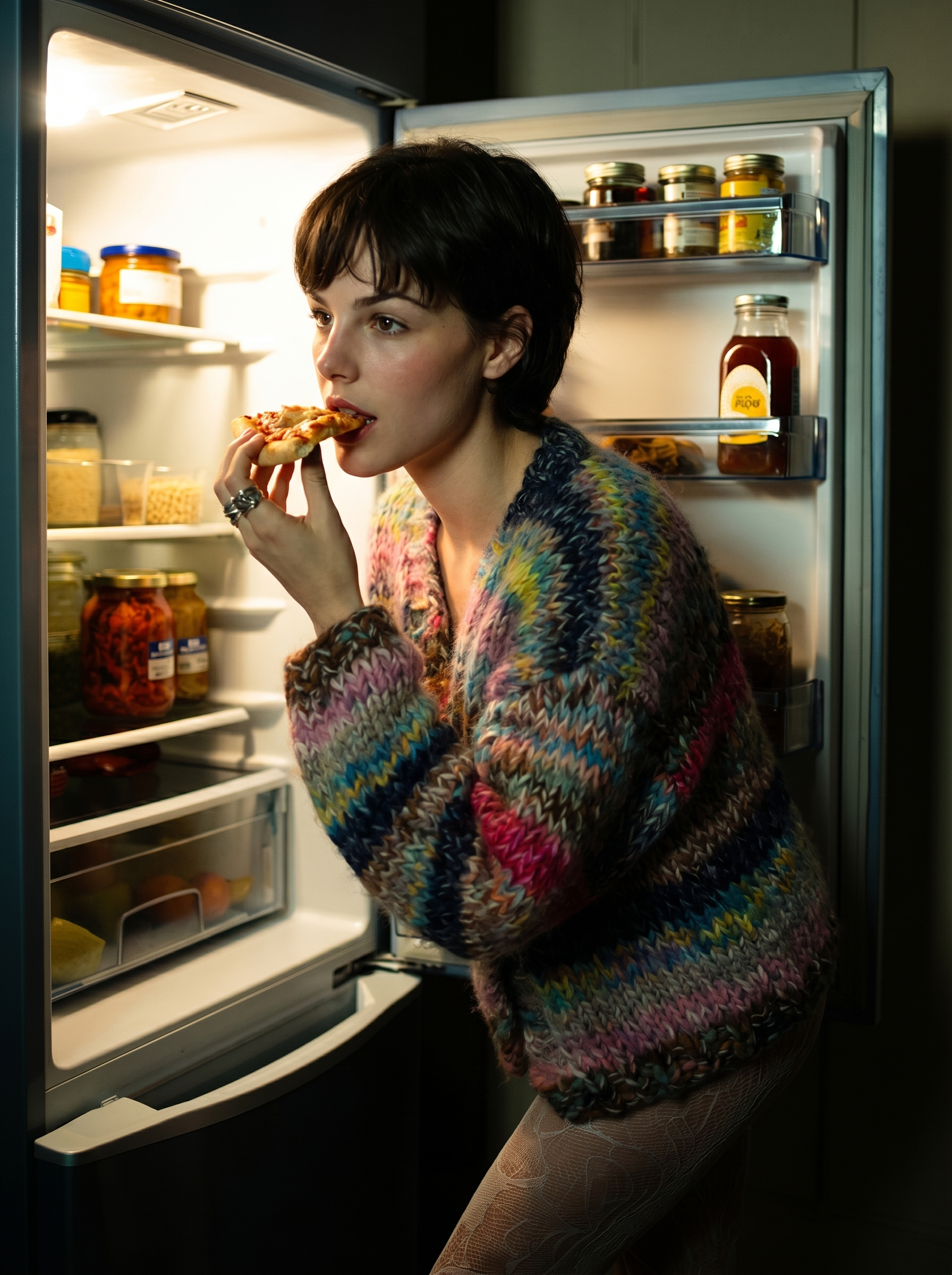 Handcrafted Multicolor Speckled Chunky Knit Cardigan — Earth & Neon Mix