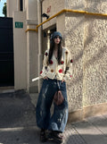 Field of Five — Hand-Knitted Floral Cardigan in Cream