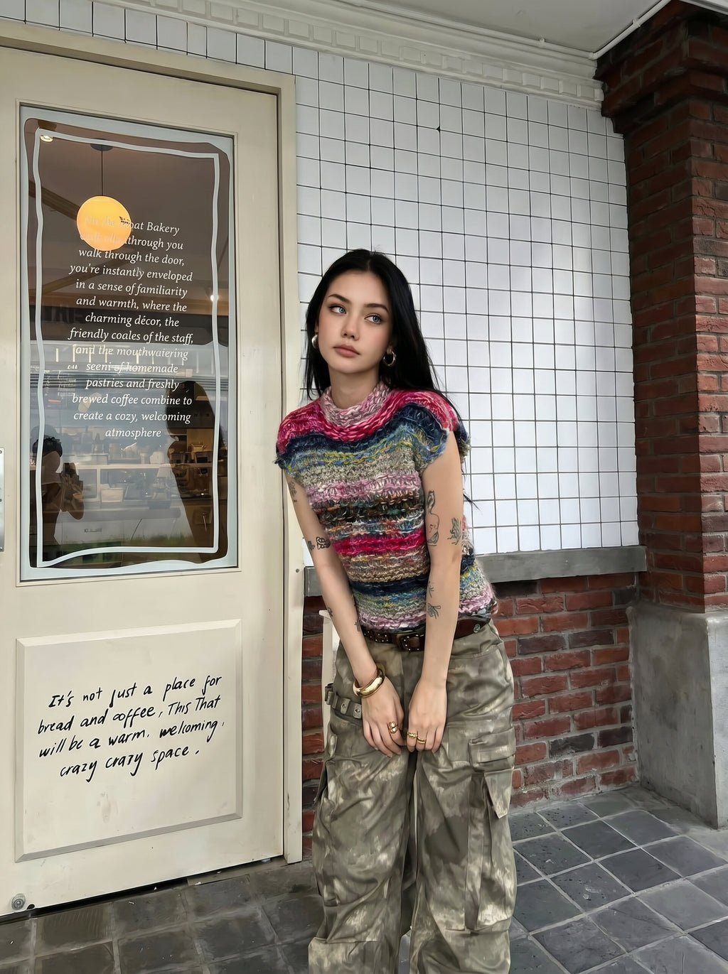Prism Drift — Hand-Knitted Multicolour Stripe Vest in Rainbow Blend