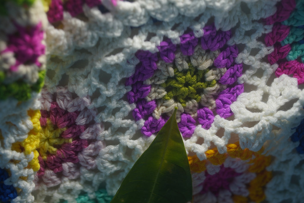 Handcrafted Ivory Granny Square Crochet Vest — Multicolor Floral