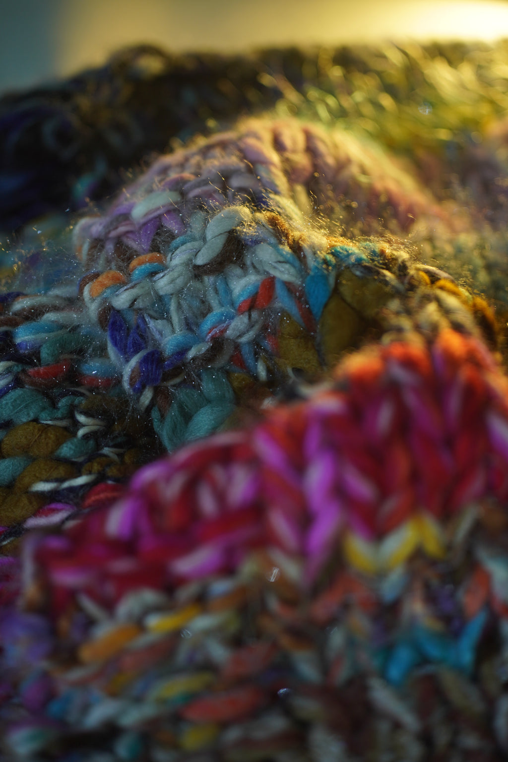 Handcrafted Multicolor Speckled Chunky Knit Cardigan — Earth & Neon Mix