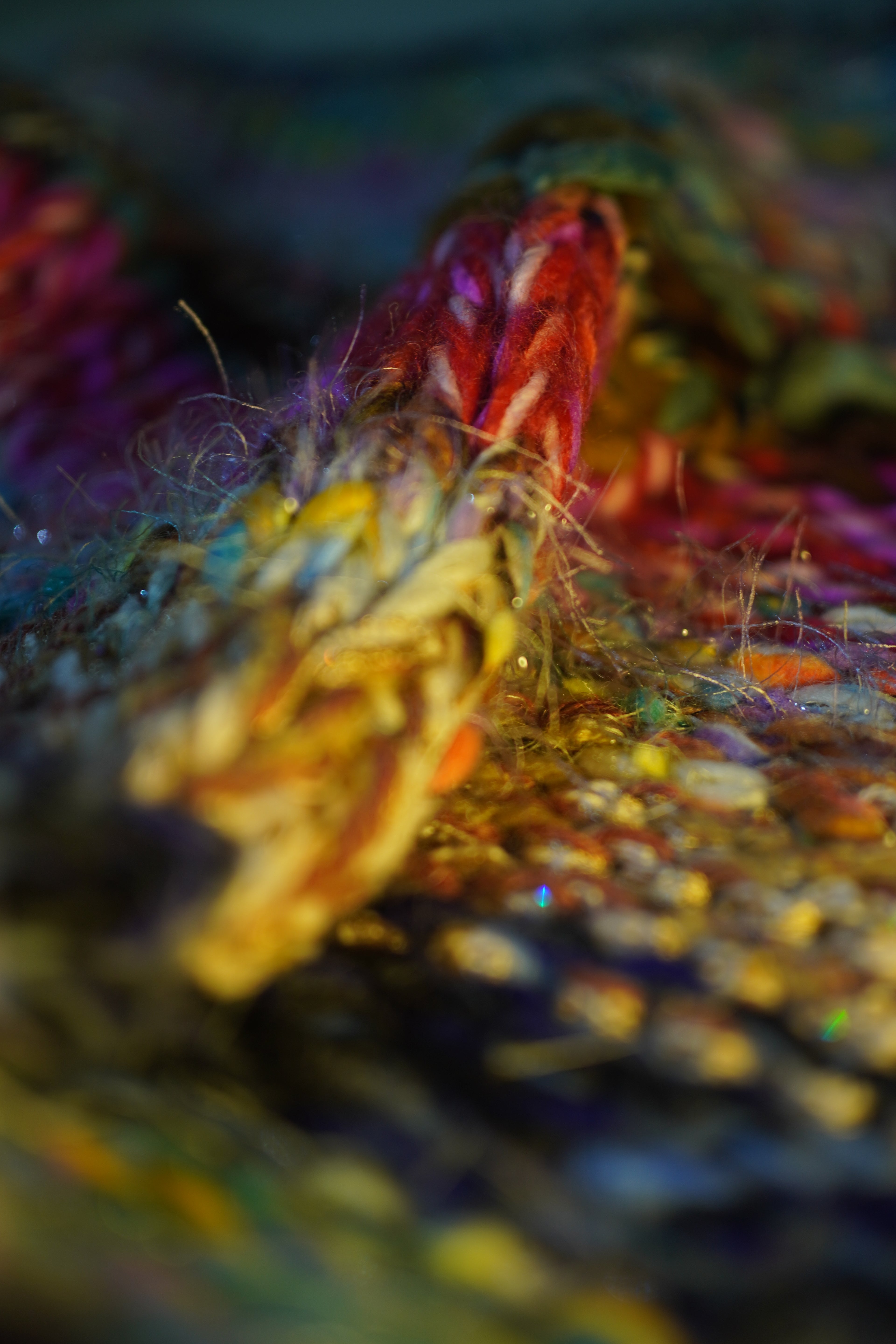 Handcrafted Multicolor Speckled Chunky Knit Cardigan — Earth & Neon Mix