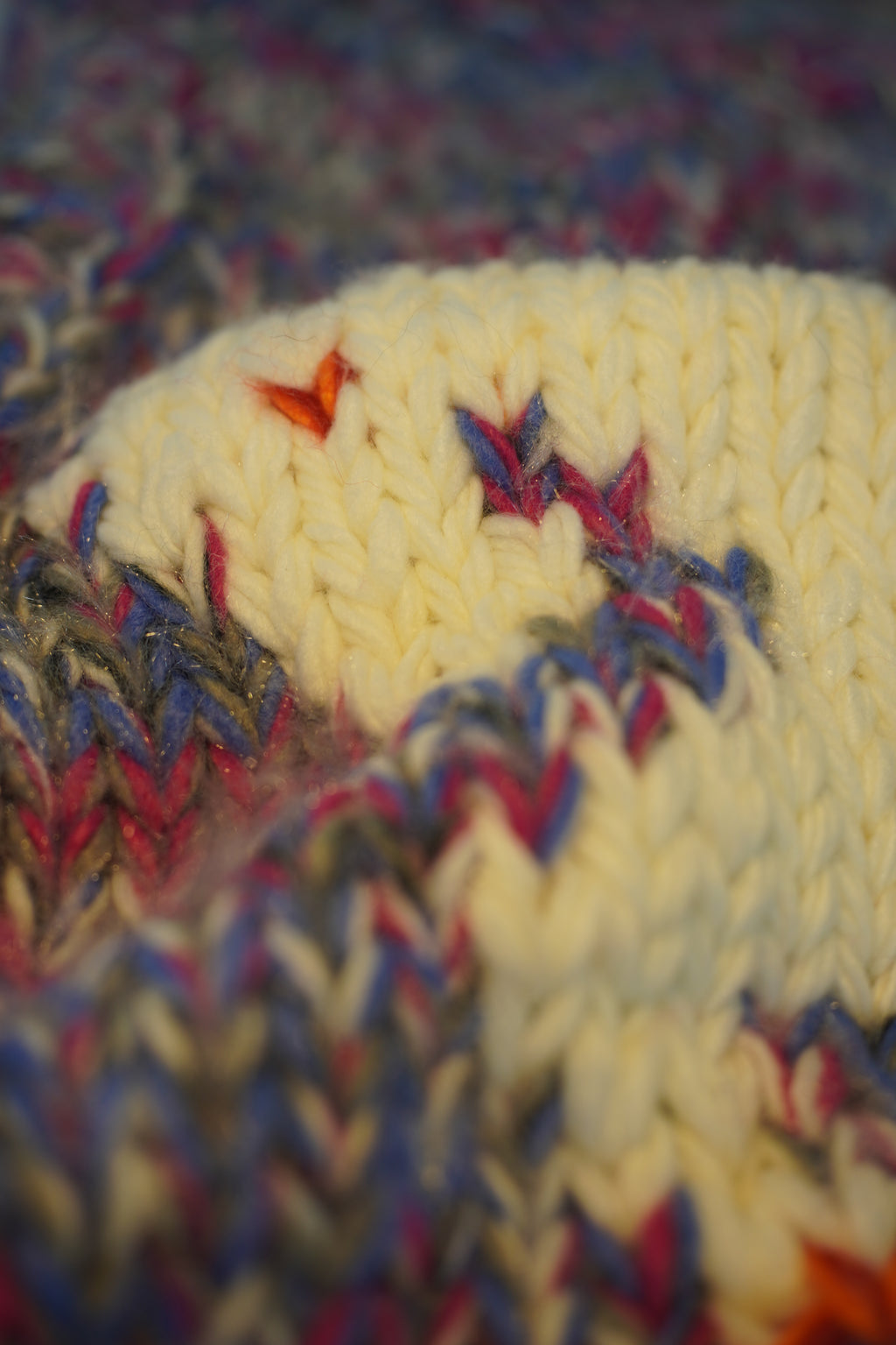 Marl & Bear — Hand-Knitted Intarsia Vest in Red, Blue & Ivory