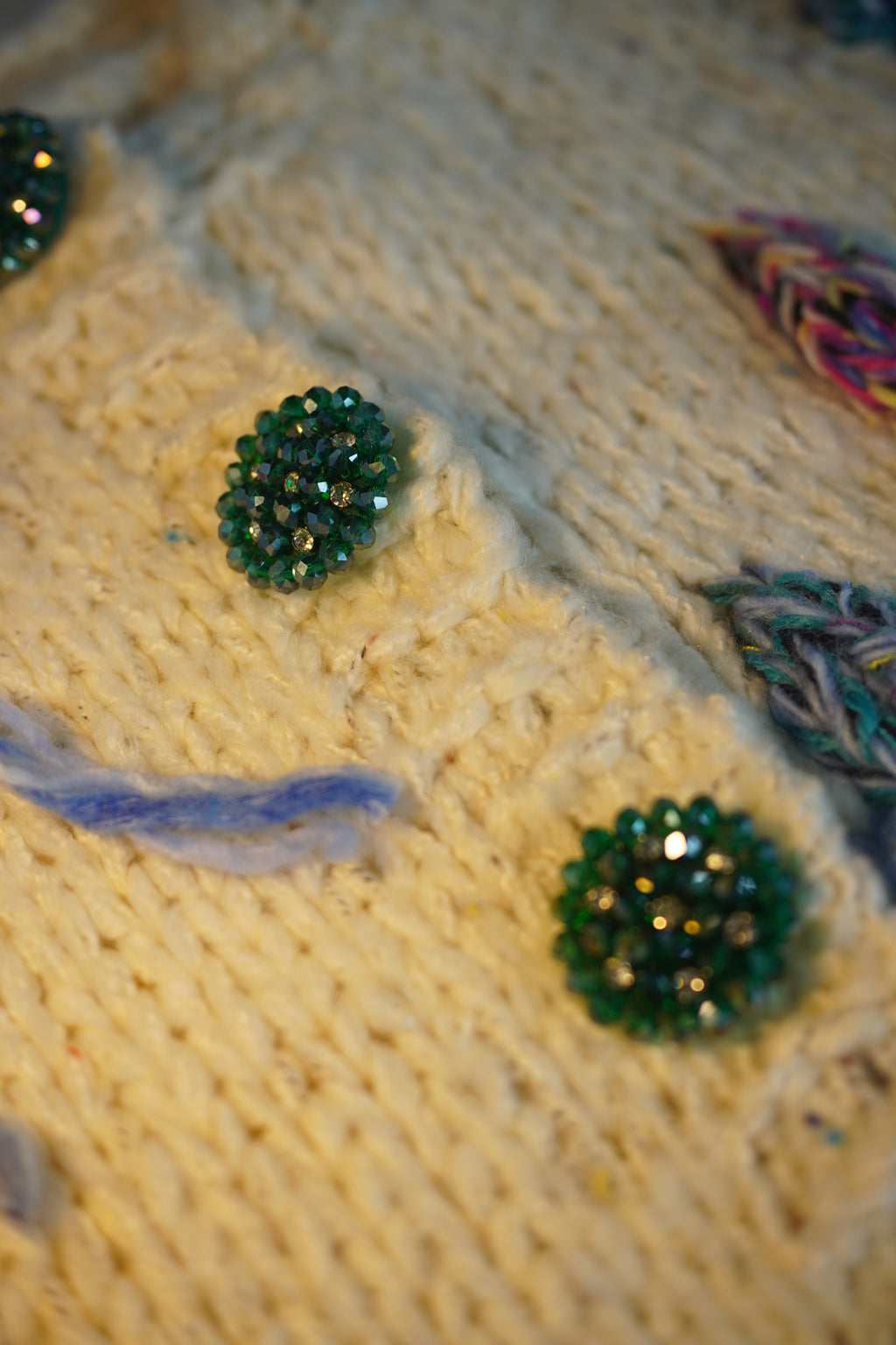 Cabinet of Curiosities II — Hand-Knitted Embroidered Vest in Speckled Ivory