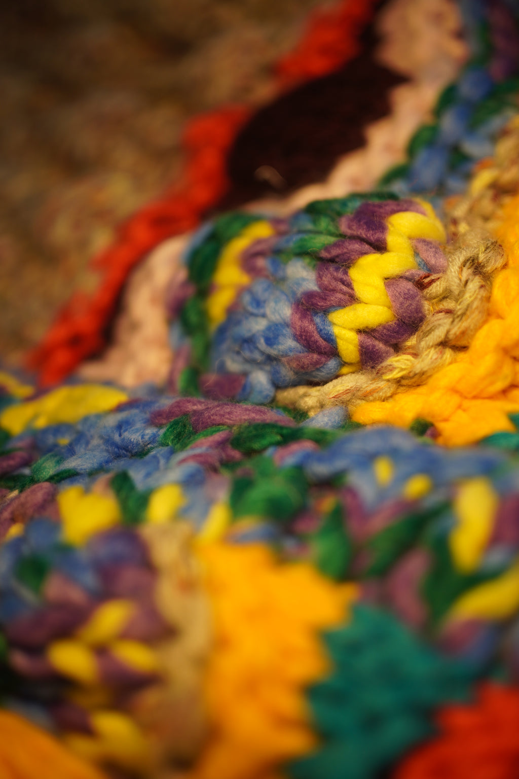 Stained Glass — Hand-Knitted Chevron Cardigan in Grey, Yellow, Teal & Multicolor
