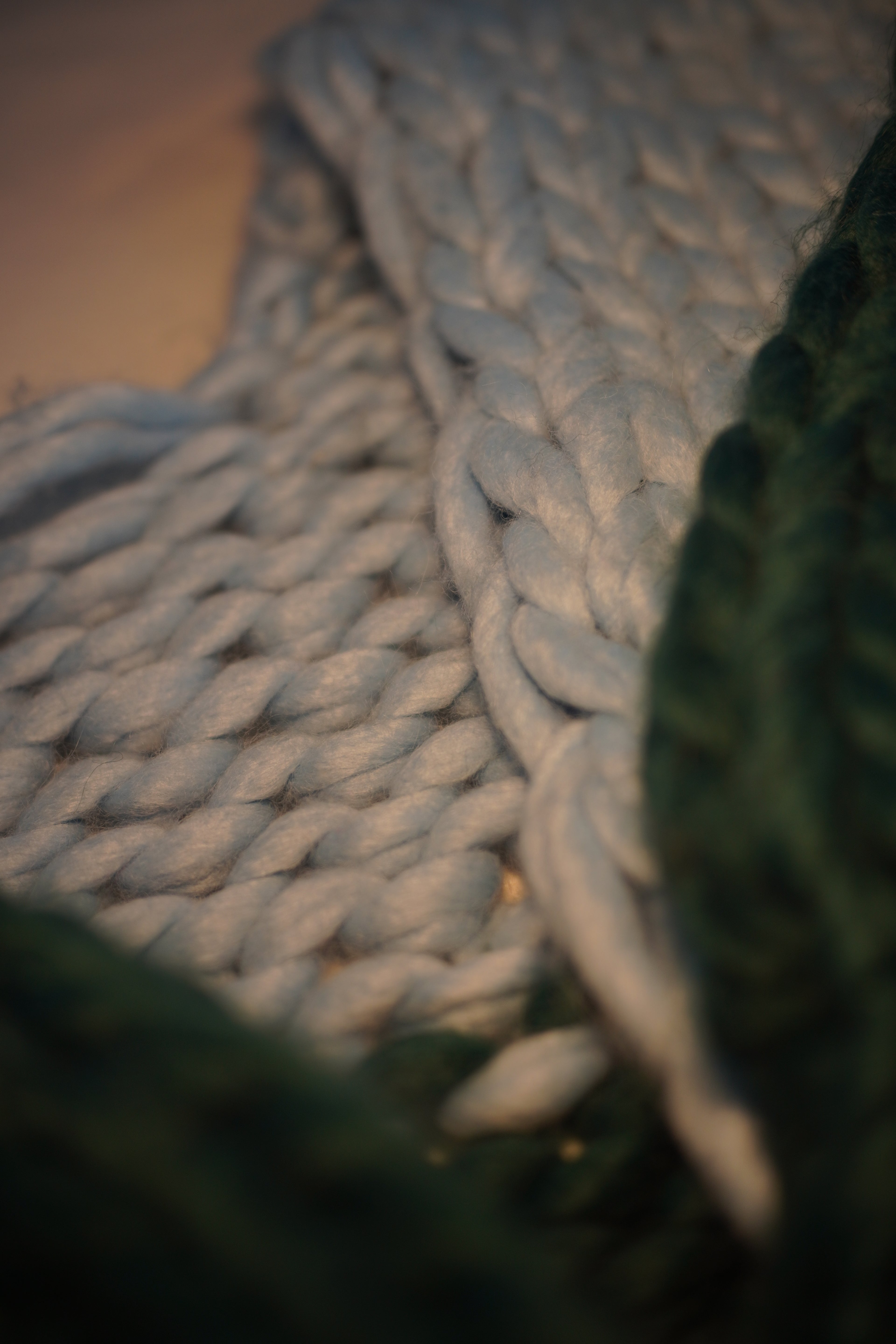 Colour Block No.1 — Hand-Knitted Cardigan in Sky Blue, Forest Green & Mustard