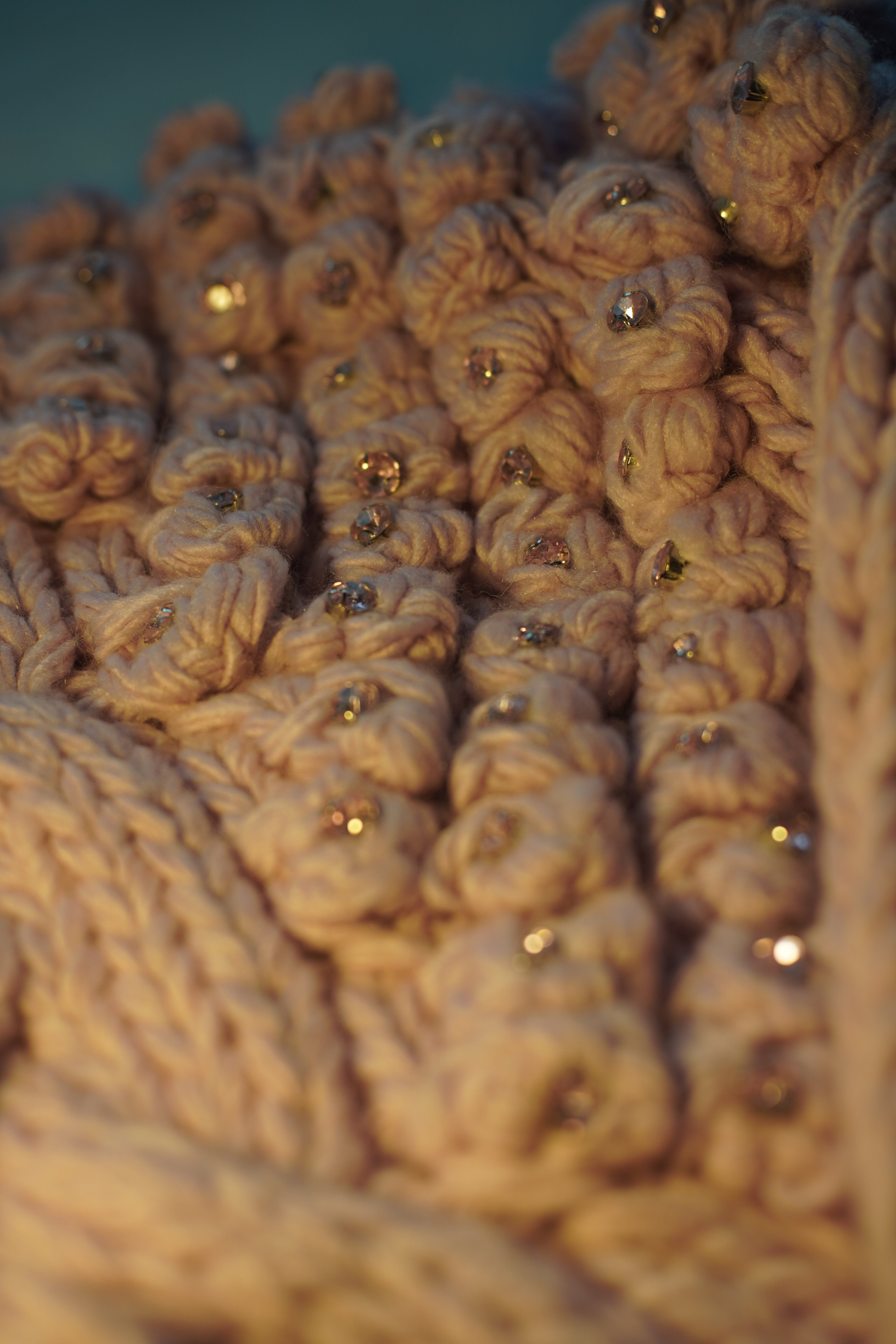 Bubble Pink — Hand-Knitted Bobble Cardigan in Blush