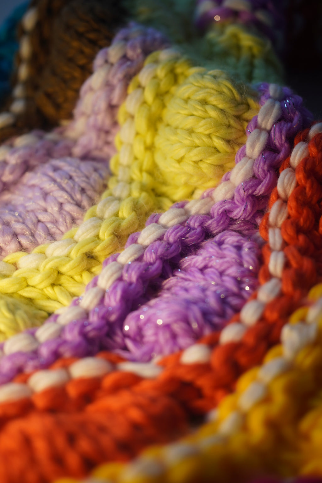 Garden in Waves — Hand-Knitted 3D Scallop Cardigan in Tropical Brights