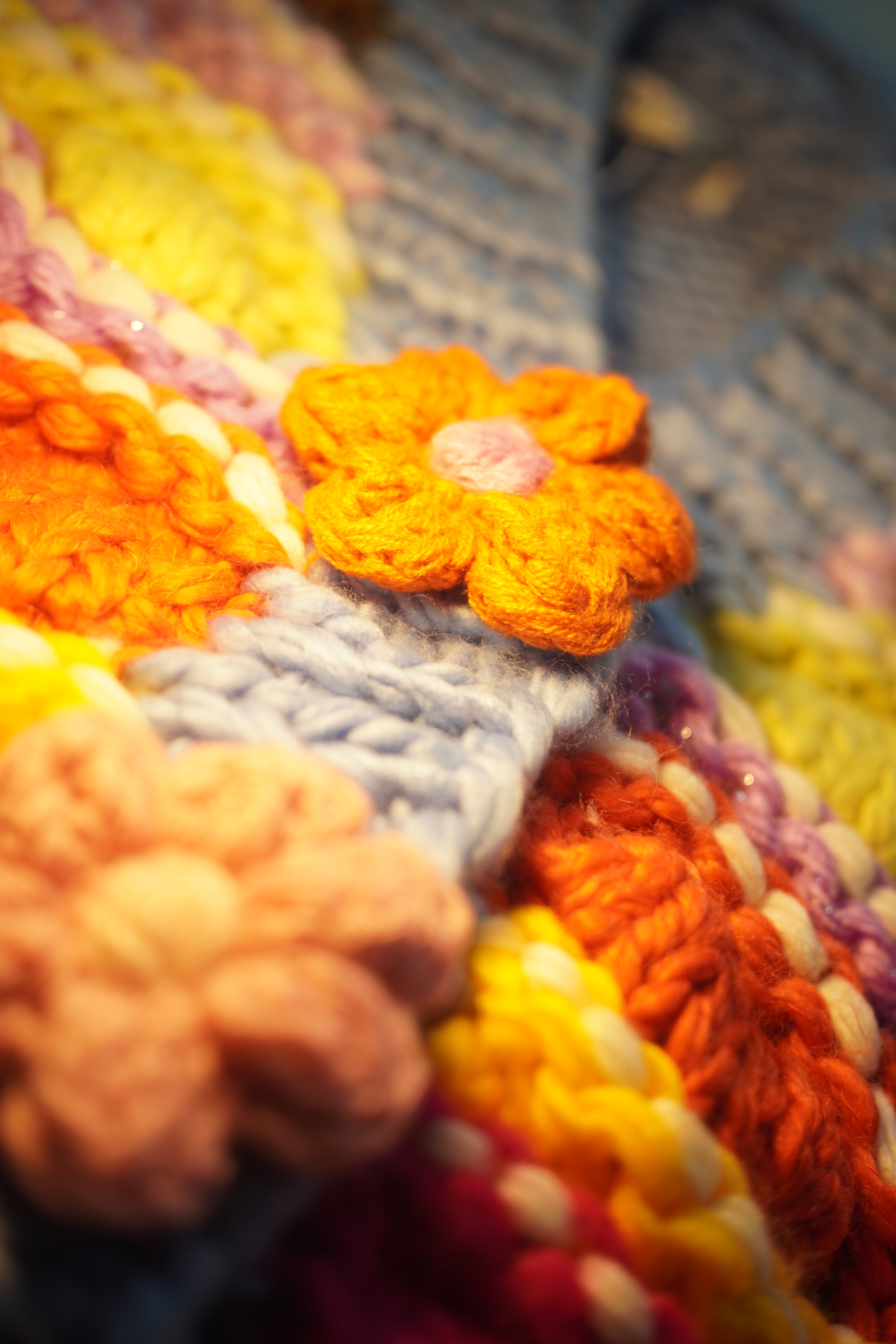 Garden in Waves — Hand-Knitted 3D Scallop Cardigan in Tropical Brights