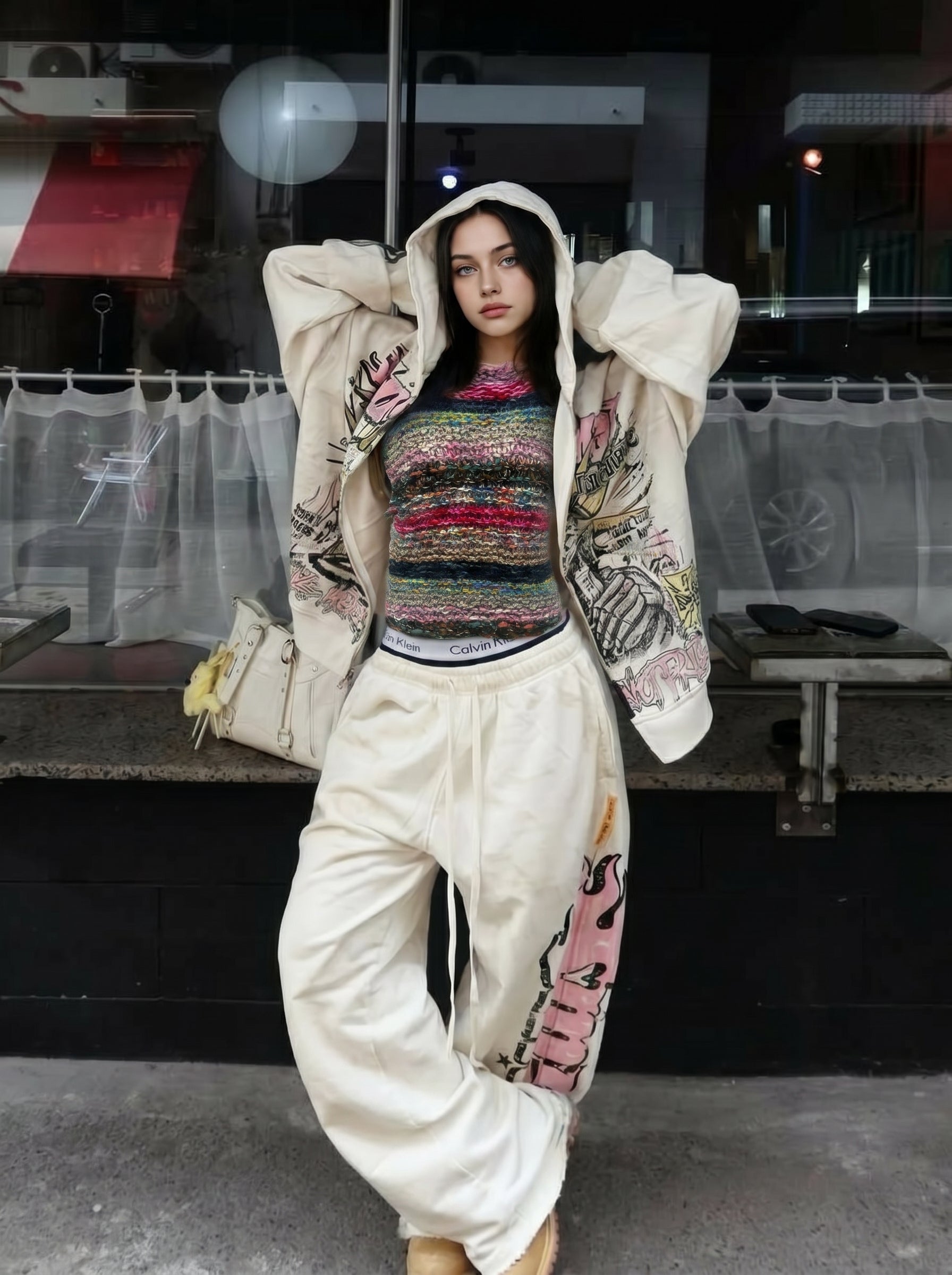 Prism Drift — Hand-Knitted Multicolour Stripe Vest in Rainbow Blend