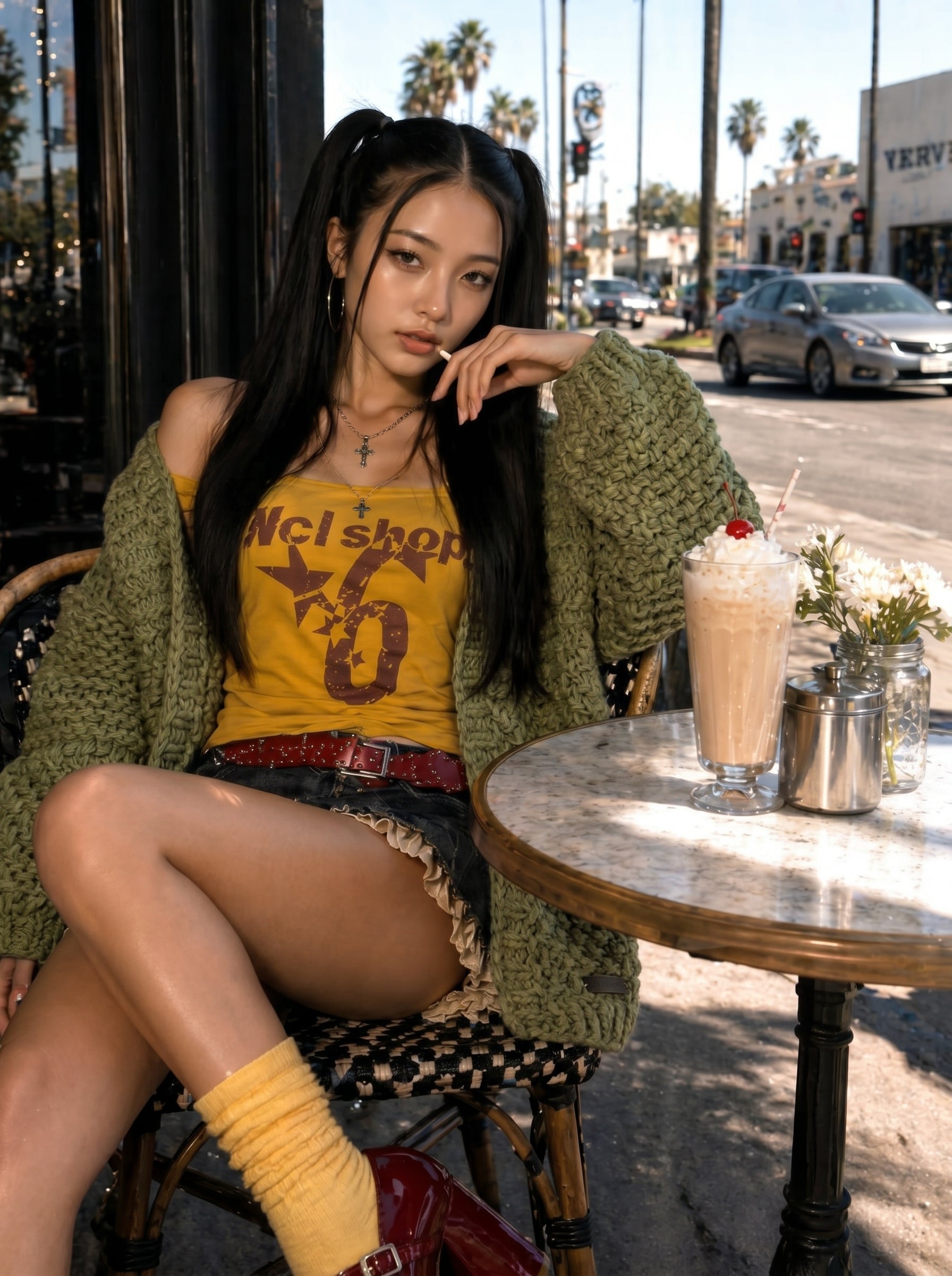 Sage Hour — Hand-Knitted Open Cardigan in Moss Green